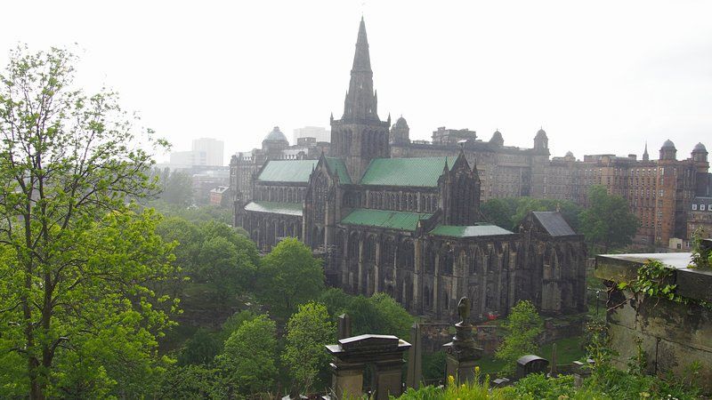 Glasgow Scotland - Saint Mungo Cathedral, the Glasgow Cathedral, from the Necropolis