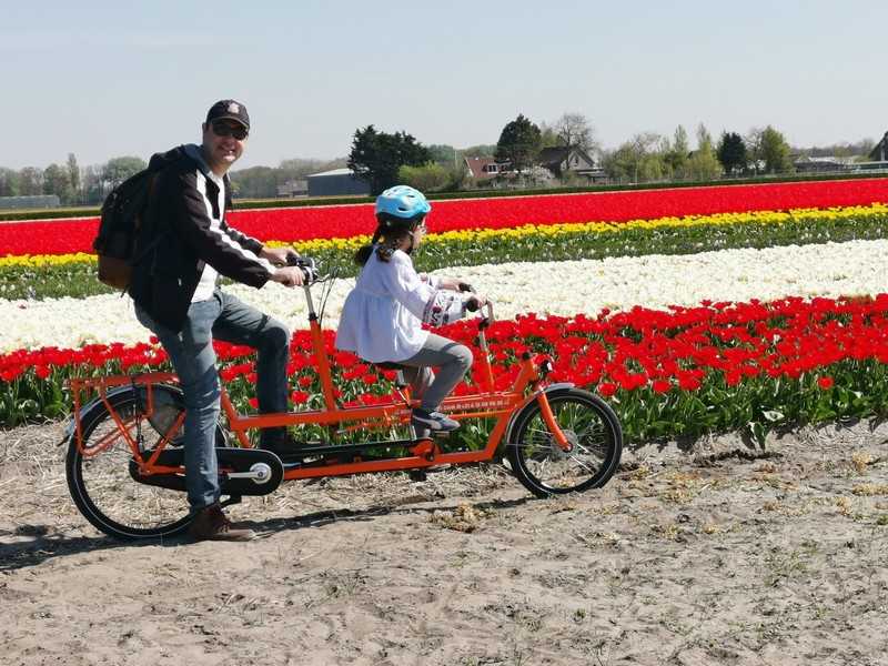 Adult-children Tandem bike around Keukenhof