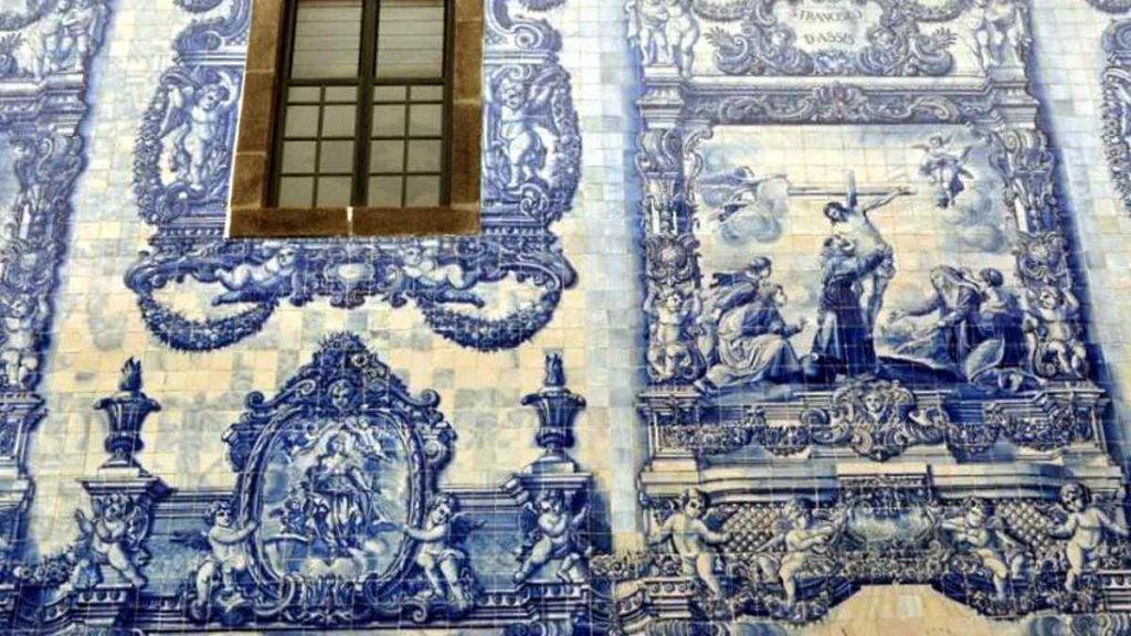 5 Churches with blue tile facades in the city of Porto, Portugal