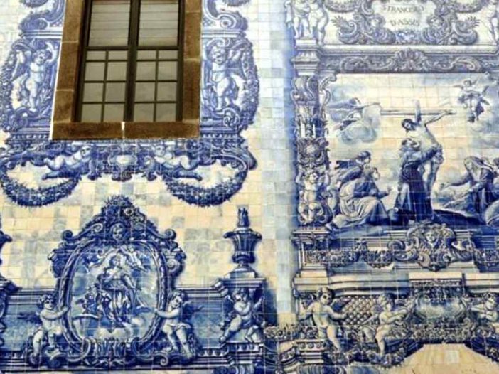 5 Churches with blue tile facades in the city of Porto, Portugal
