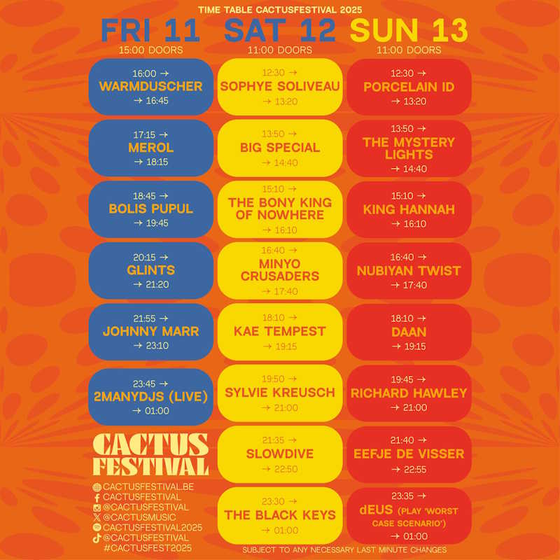 Line Up of Cactus Festival 2025